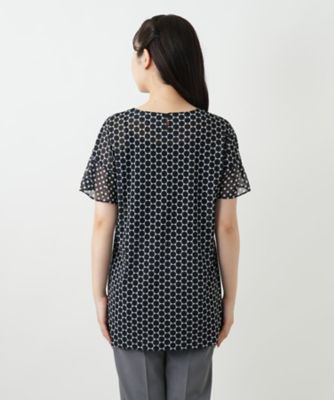 Leilian / レリアン ドット切替Vネックカットソー ドット切替Vネックカットソー|レリアン プラスハウス | レリアン