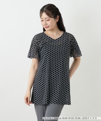 ＜Leilian (Women)＞ドット切替Ｖネックカットソー