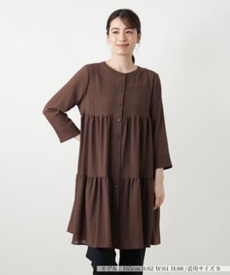 レリアン Leilian シアー フリル ブラウス 長袖 大きいサイズ 15+ シアーストライプブラウス【Leilian WHITE LABEL】|レリアン