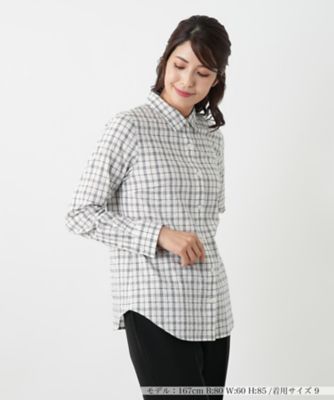＜Leilian (Women)＞チェックブラウス【Ｌｅｉｌｉａｎ　ＷＨＩＴＥ　ＬＡＢＥＬ】