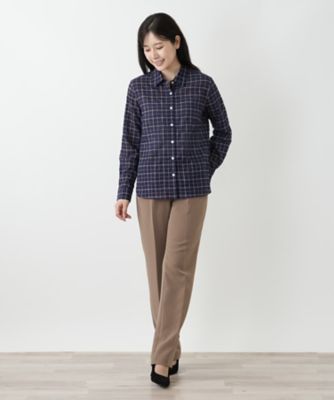★新品★日本製★レリアン lelian チェック　カットソー　ブラウス　13号 チェックブラウス【Leilian WHITE LABEL