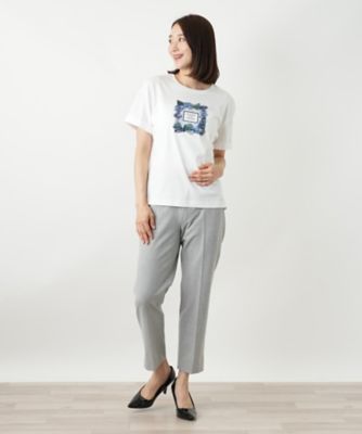 【新品】定価31,900円　レリアン　プリント半袖tシャツ リゾート　9号 プリントTシャツ【Leilian WHITE LABEL