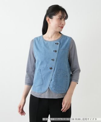 ＜Leilian (Women)＞デニムベスト【Ｌ　ＪＥＡＮＳ】