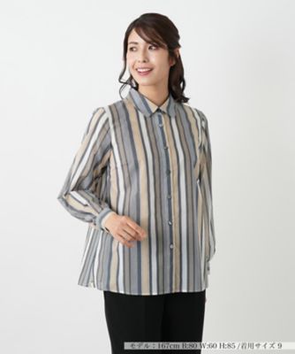 【未使用品】Leilian レリアン 総柄 シャツ 長袖 9号 Leilian(レリアン) 長袖カットソー サイズ9 M レディース