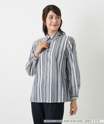 ＜Leilian (Women)＞ストライプブラウス【Ｌｅｉｌｉａｎ　ＷＨＩＴＥ　ＬＡＢＥＬ】