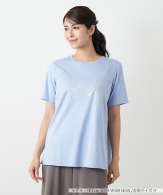 Leilian / レリアン ボリュームスリーブニット【Leilian WHITE LABEL】 刺繍フレンチスリーブカットソー【Leilian WHITE LABEL