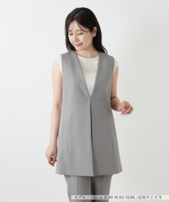 【送料無料】Leilian (Women)/レリアン Vネックロングベスト 94ライトグレー アウター【三越伊勢丹/公式】
