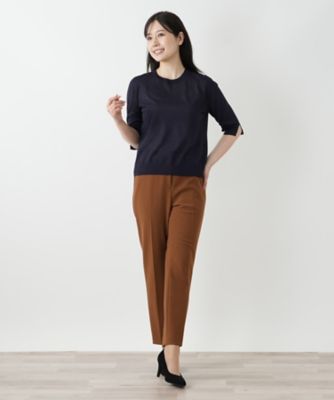 【新品】定価47,300円　レリアン　刺繍柄クルーネックニット　ブラウン　13＋ クルーネックニット | Leilian (Women)/レリアン | 三越伊勢丹
