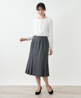 美品レリアンプリーツスカート ♡総柄チャコールグレー11号Ｌ 美品レリアンプリーツスカート ♡総柄チャコールグレー11号L