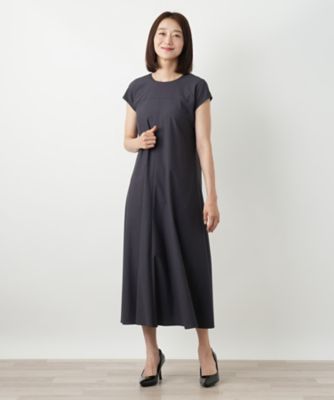 レリアン　洗える♪フレアワンピース　Aライン　ボーダー　チェック　半袖11号/L レリアン 洗える♪フレアワンピース Aライン ボーダー チェック