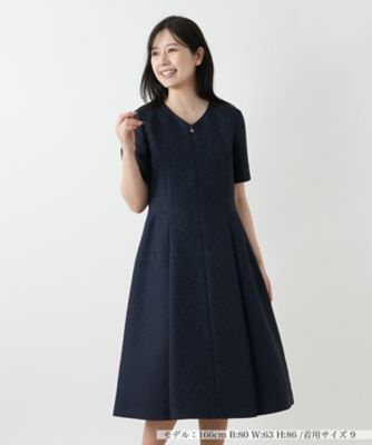 ＜Leilian (Women)＞光沢ジャカードＶネックワンピース