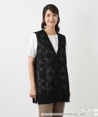 Leilian (Women)/レリアン 総レースベスト【Leilian WHITE LABEL】99クロ アウター【三越伊勢丹/公式】