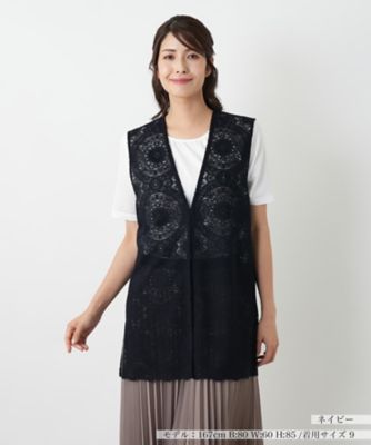 ＜Leilian (Women)＞総レースベスト【Ｌｅｉｌｉａｎ　ＷＨＩＴＥ　ＬＡＢＥＬ】