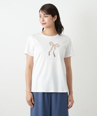 スパンコール刺繍カットソー【Leilian WHITE