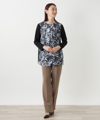 切替タックブラウス【Leilian WHITE LABEL