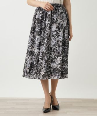 ＜Leilian (Women)＞プリントフレアスカート【Ｌｅｉｌｉａｎ　ＷＨＩＴＥ　ＬＡＢＥＬ】