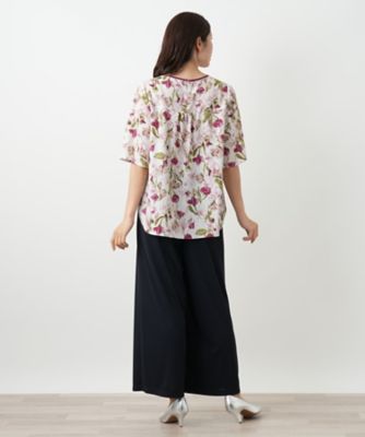 フラワー柄スモックブラウス【Ｌｅｉｌｉａｎ　ＷＨＩＴＥ　ＬＡＢＥＬ】