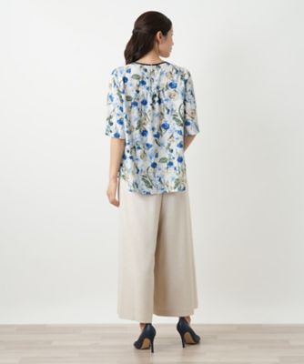 フラワー柄スモックブラウス【Ｌｅｉｌｉａｎ　ＷＨＩＴＥ　ＬＡＢＥＬ】