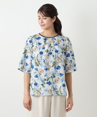 フラワー柄スモックブラウス【Ｌｅｉｌｉａｎ　ＷＨＩＴＥ　ＬＡＢＥＬ】