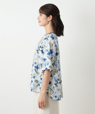 フラワー柄スモックブラウス【Ｌｅｉｌｉａｎ　ＷＨＩＴＥ　ＬＡＢＥＬ】