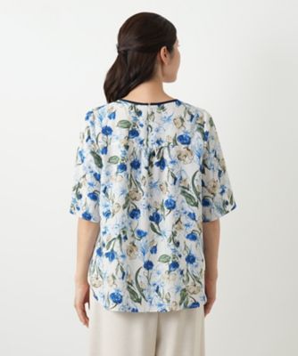 フラワー柄スモックブラウス【Ｌｅｉｌｉａｎ　ＷＨＩＴＥ　ＬＡＢＥＬ】