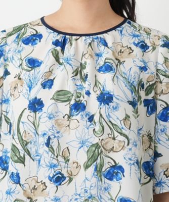 フラワー柄スモックブラウス【Ｌｅｉｌｉａｎ　ＷＨＩＴＥ　ＬＡＢＥＬ】
