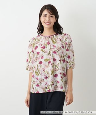 フラワー柄スモックブラウス【Ｌｅｉｌｉａｎ　ＷＨＩＴＥ　ＬＡＢＥＬ】