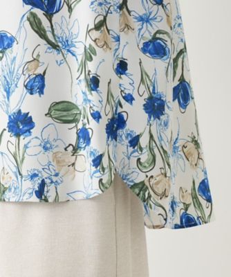 フラワー柄スモックブラウス【Ｌｅｉｌｉａｎ　ＷＨＩＴＥ　ＬＡＢＥＬ】