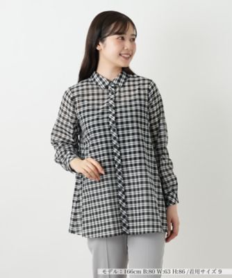 ＜Leilian (Women)＞チェックブラウス【Ｌｅｉｌｉａｎ　ＷＨＩＴＥ　ＬＡＢＥＬ】