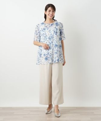 フラワー柄ブラウス【Leilian WHITE LABEL