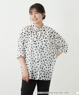 ＜Leilian (Women)＞ドットブラウス【Ｌｅｉｌｉａｎ　ＷＨＩＴＥ　ＬＡＢＥＬ】