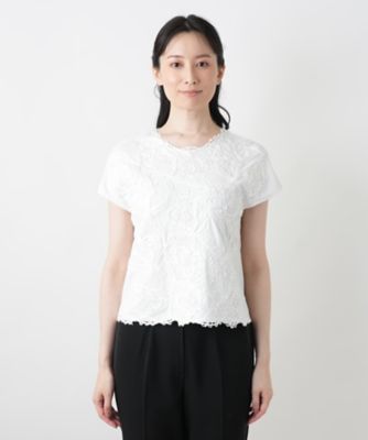 レース刺繍カットソー