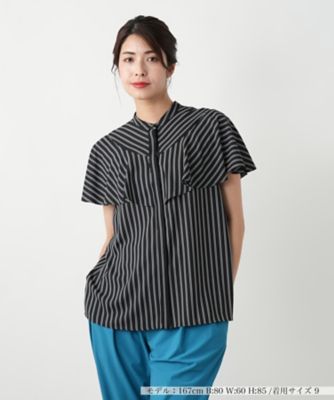 ＜BOURGE (Women)＞【店舗人気】ストライプ切替ブラウス