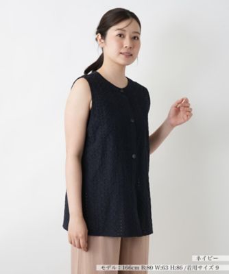 ＜Leilian (Women)＞レースベスト【Ｌｅｉｌｉａｎ　ＷＨＩＴＥ　ＬＡＢＥＬ】