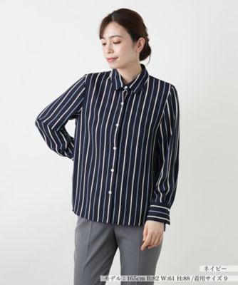 ＜Leilian (Women)＞ストライプブラウス【Ｌｅｉｌｉａｎ　ＷＨＩＴＥ　ＬＡＢＥＬ】