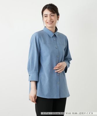 レリアン カットソー シャツ トップス 七分袖 大きいサイズ 日本製 レディース 13サイズ 紺×白 Leilian 店舗人気】レース刺繍七分袖カットソー【Leilian WHITE LABEL