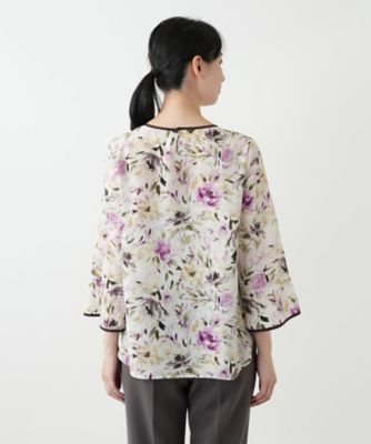 美品　Leilian レリアン 【大きいサイズ　17号】花柄　プリント　ブラウス 美品 Leilian レリアン 【大きいサイズ 17号】花柄 プリント