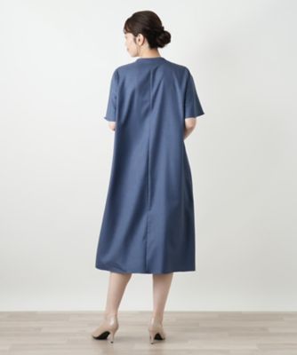 関税込☆セザンヌ スモックバック 麻＆シルク フレア ワンピース スキッパーフレアワンピース【Leilian WHITE