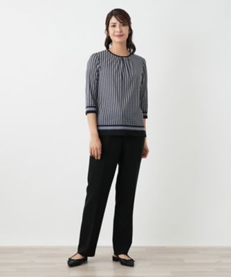 幾何学柄カットソー【Leilian WHITE LABEL