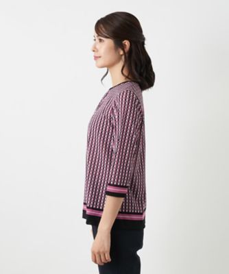 幾何学柄カットソー【Leilian WHITE LABEL