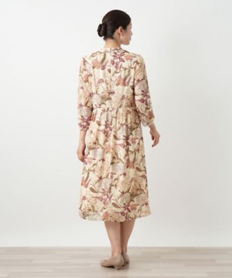 美品 レリアン 花柄ワンピース 11号 Aラインシルエット フレア フラワー柄フレアワンピース【Leilian WHITE LABEL】|レリアン