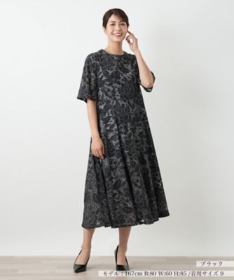 【SALE】Leilian (Women)/レリアン 刺繍フレアワンピース 99クロ ワンピース・ドレス【三越伊勢丹/公式】