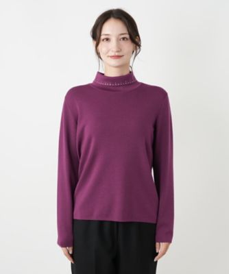 【新品】定価34,100円　レリアン　総柄ハイネックカットソー ブルー　13＋ 新品】定価34,100円 レリアン 総柄ハイネックカットソー ブルー