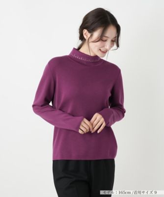 ラインストーンハイネックカットソー | Leilian (Women