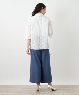 カットワーク七分袖ブラウス【Ｌｅｉｌｉａｎ　ＷＨＩＴＥ　ＬＡＢＥＬ】