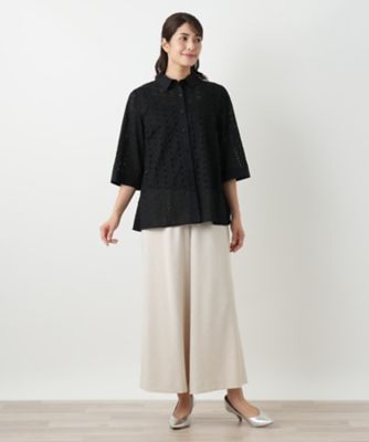 カットワーク七分袖ブラウス【Ｌｅｉｌｉａｎ　ＷＨＩＴＥ　ＬＡＢＥＬ】