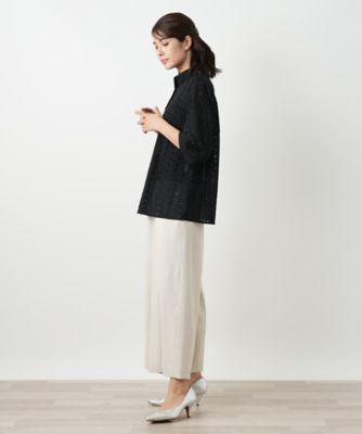 カットワーク七分袖ブラウス【Ｌｅｉｌｉａｎ　ＷＨＩＴＥ　ＬＡＢＥＬ】