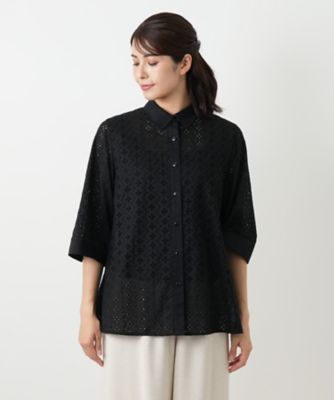 カットワーク七分袖ブラウス【Ｌｅｉｌｉａｎ　ＷＨＩＴＥ　ＬＡＢＥＬ】