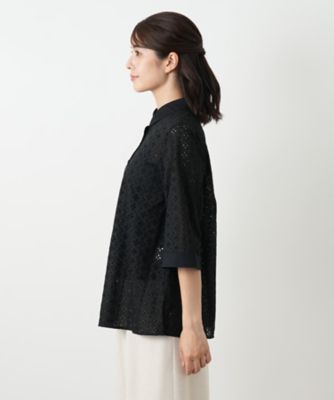 カットワーク七分袖ブラウス【Ｌｅｉｌｉａｎ　ＷＨＩＴＥ　ＬＡＢＥＬ】