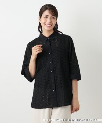 カットワーク七分袖ブラウス【Ｌｅｉｌｉａｎ　ＷＨＩＴＥ　ＬＡＢＥＬ】